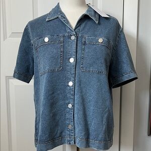 New Jane + Delancey Denim Short-Sleeve Shirt - Light Blue